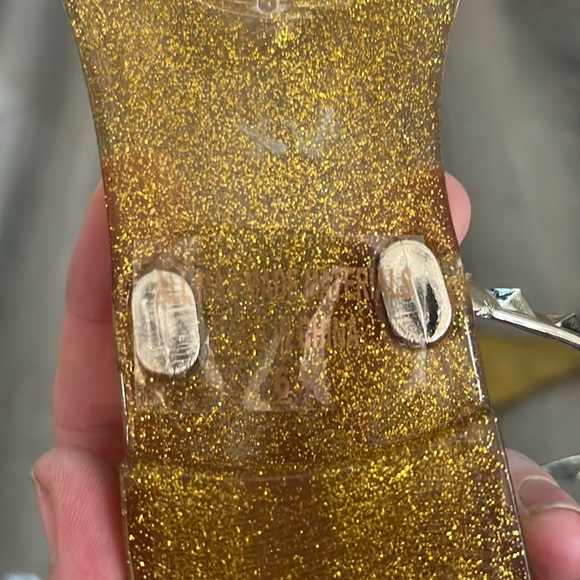 Alexandria Brandao Aria Rose Gold Clear Glitter Jelly Studded Sandals Size 6 - Picture 3 of 7